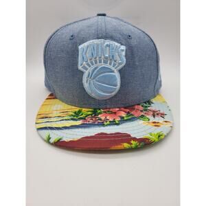 New Era NY Knicks Hardwood Classics‎ 9Fifty Blue Denim Floral Strapback Hat M/L